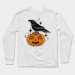 Happy Halloween pumpkin With crow Long Sleeve T-Shirt